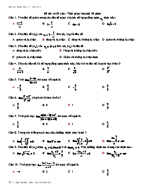Bài ôn - Toán lớp 11  Học Kỳ II